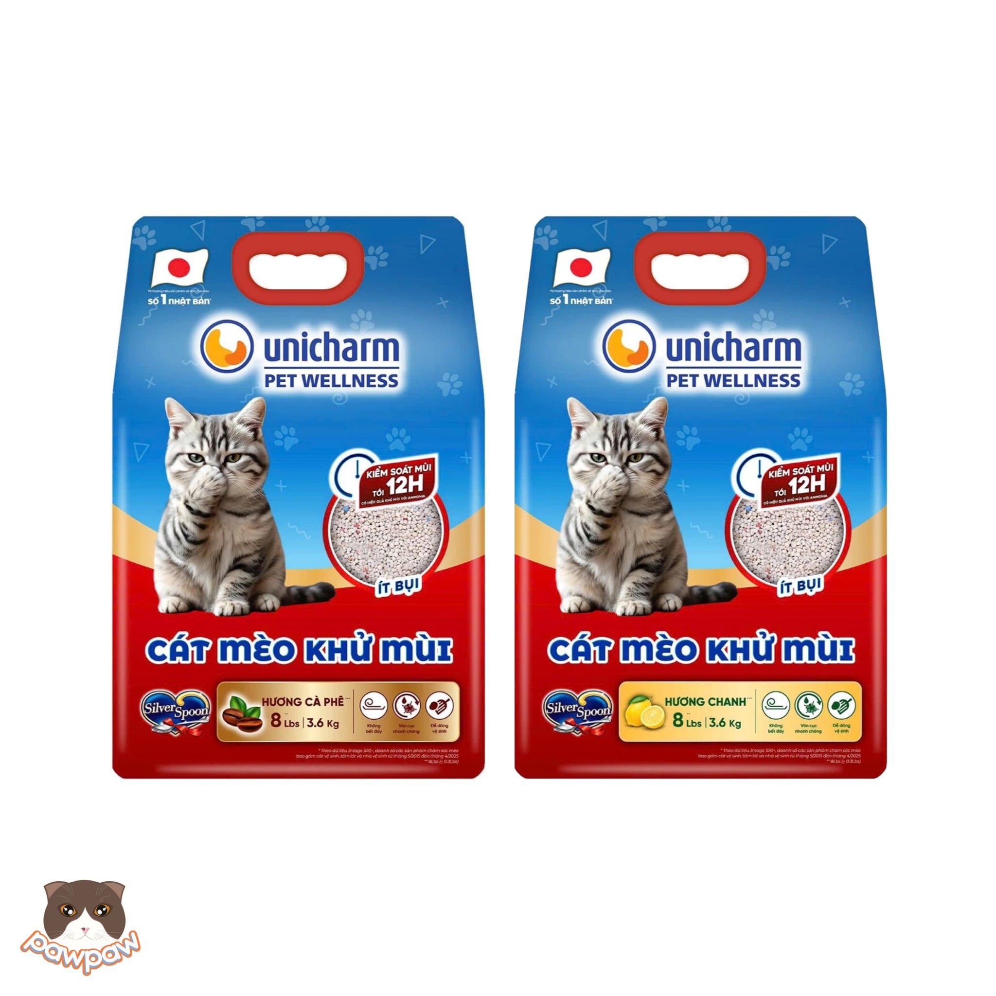  Cát đất sét UniCharm 8L cho mèo 