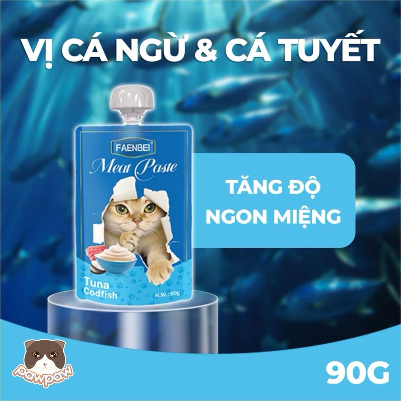  Thức ăn hỗn hợp hoàn chỉnh súp thưởng nắp vặn cho mèo FAENBEI 90g 