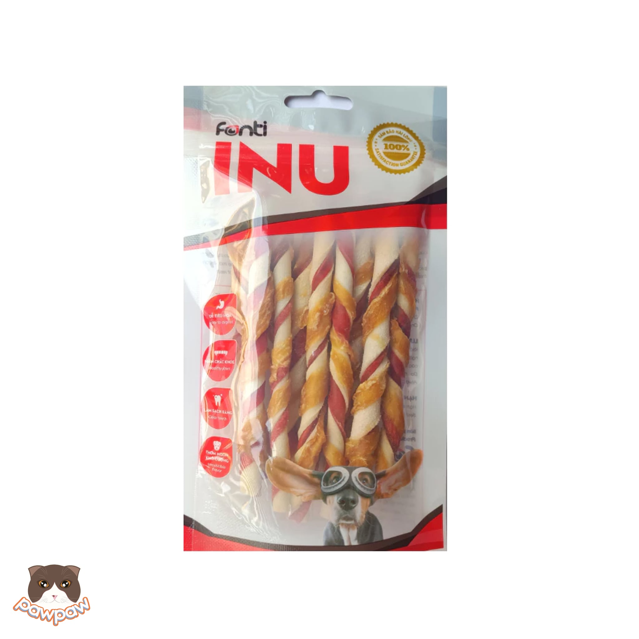  Que gặm da heo quấn gà INU cho chó 