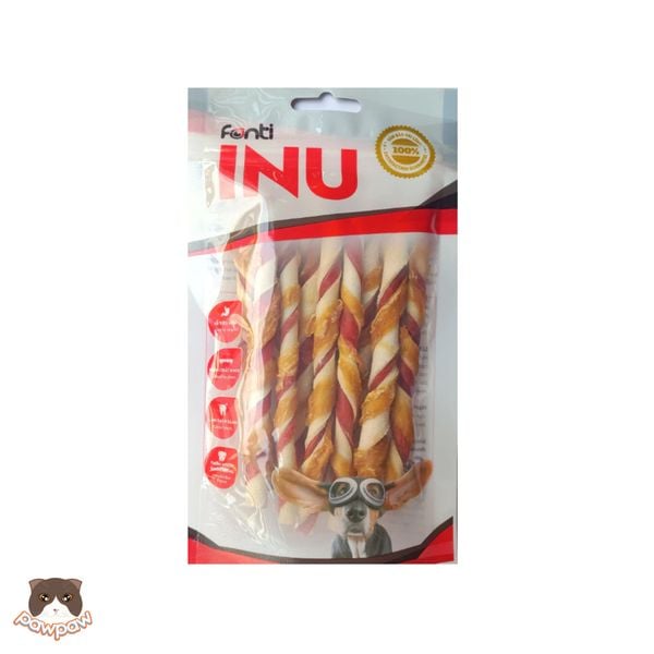  Que gặm da heo quấn gà INU cho chó 