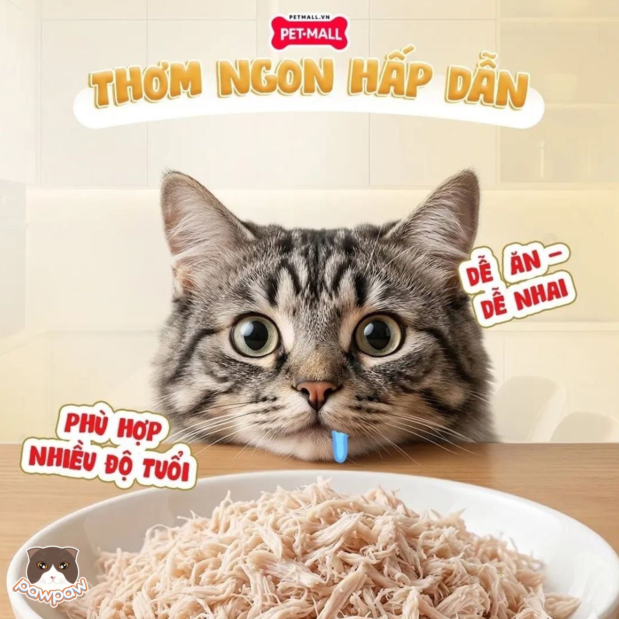  Ức gà hấp nước cốt gà cua xé nhỏ Cattyman 