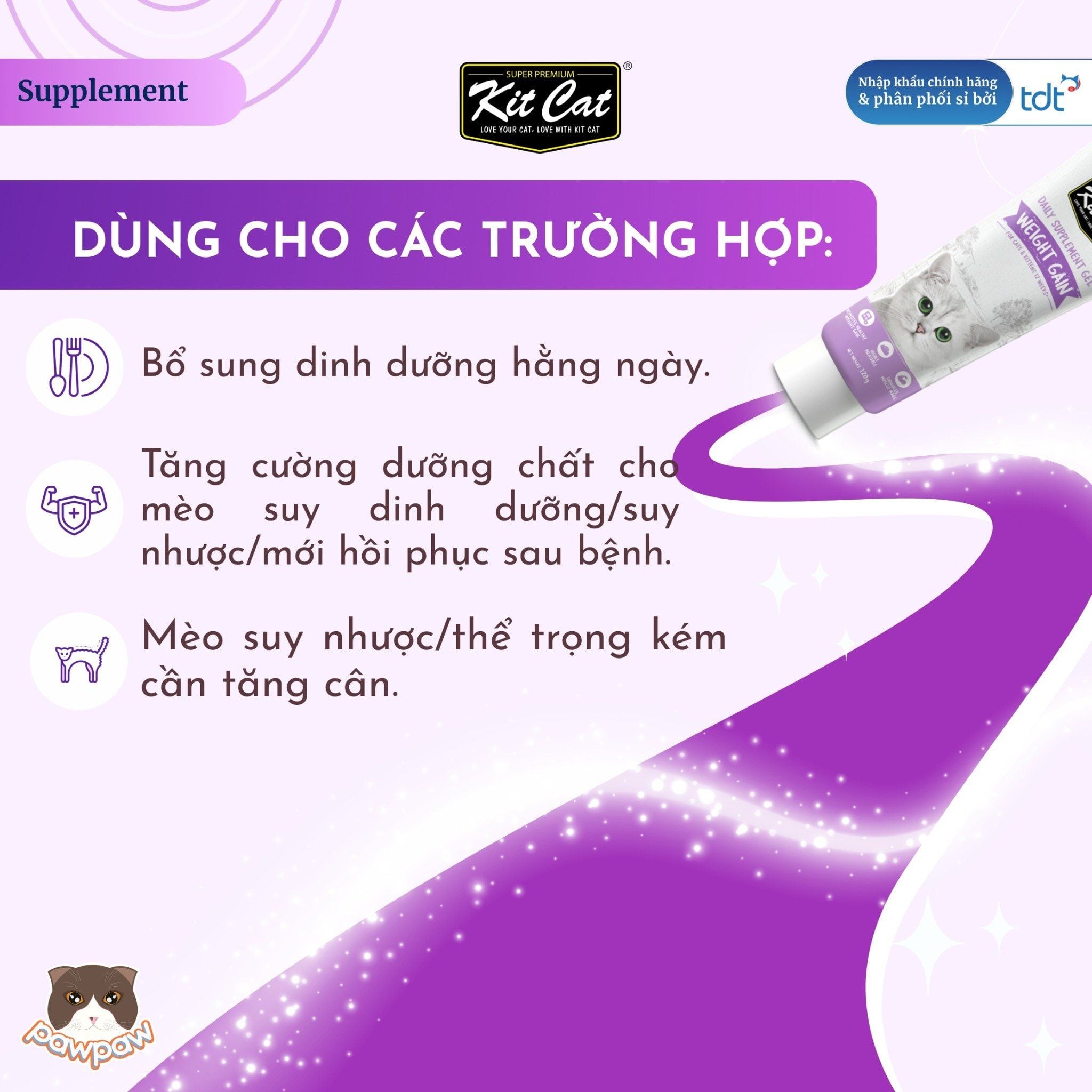  Gel dinh dưỡng Kitcat hỗ trợ tăng cân cho mèo 