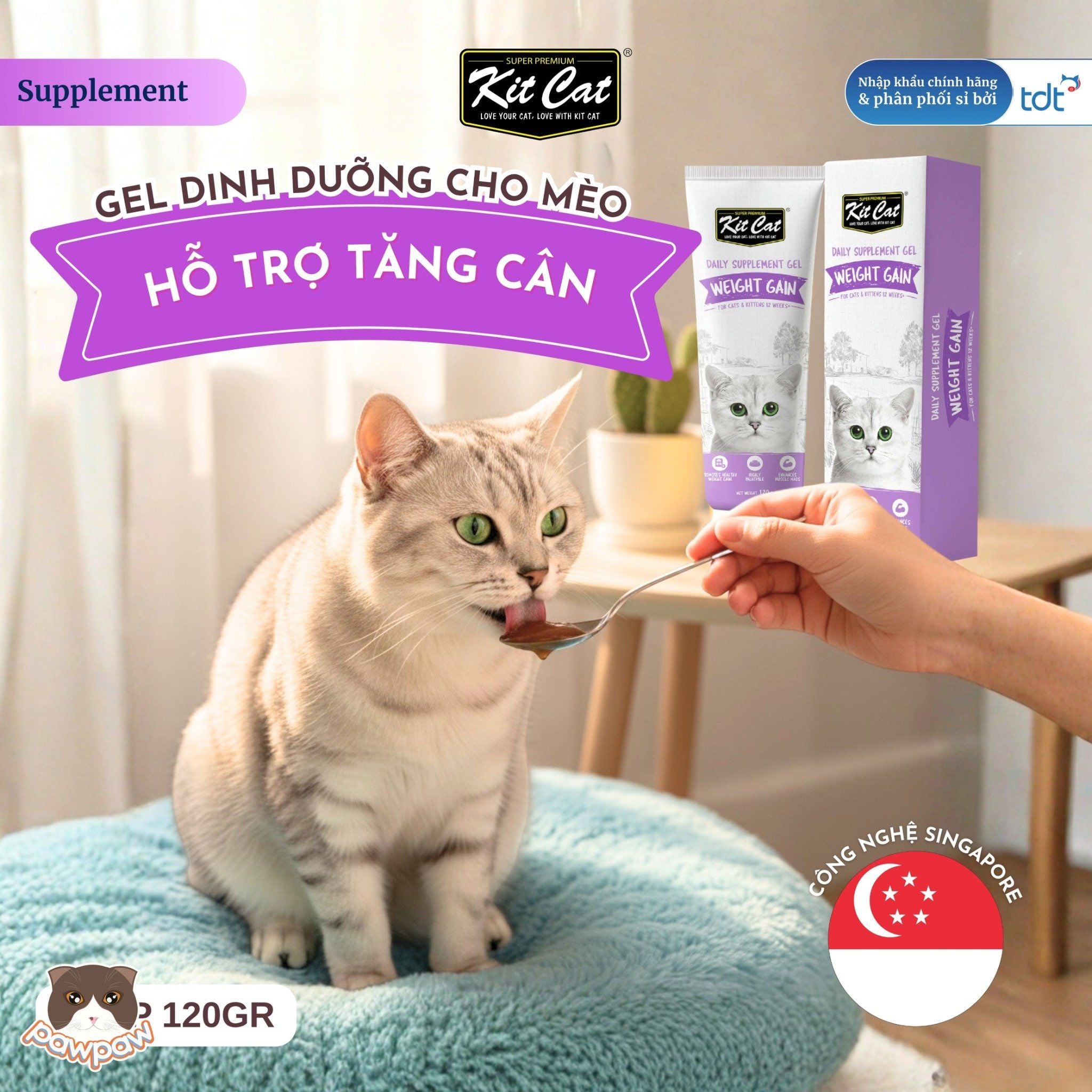  Gel dinh dưỡng Kitcat hỗ trợ tăng cân cho mèo 