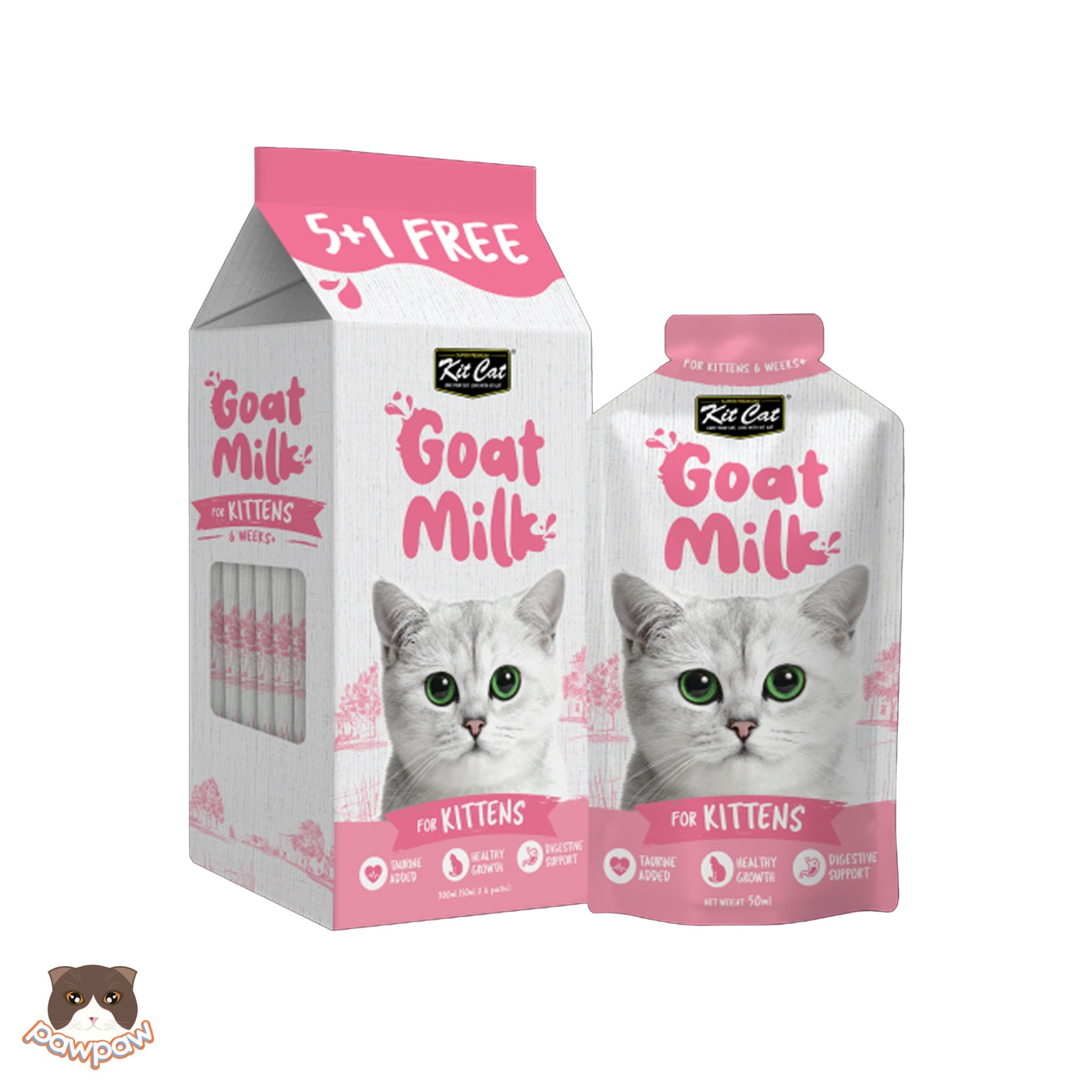  Thức ăn cho mèo vị sữa dê Kitcat không Lactose (6x50g) 
