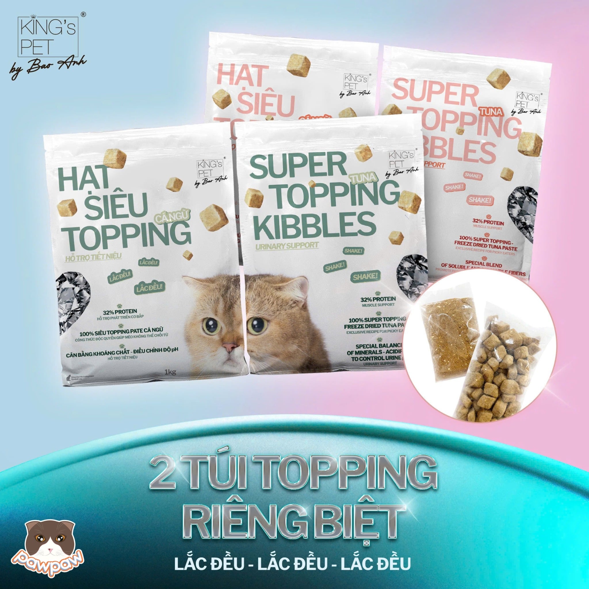  Hạt King's Pet siêu topping vị cá ngừ 1kg cho mèo 