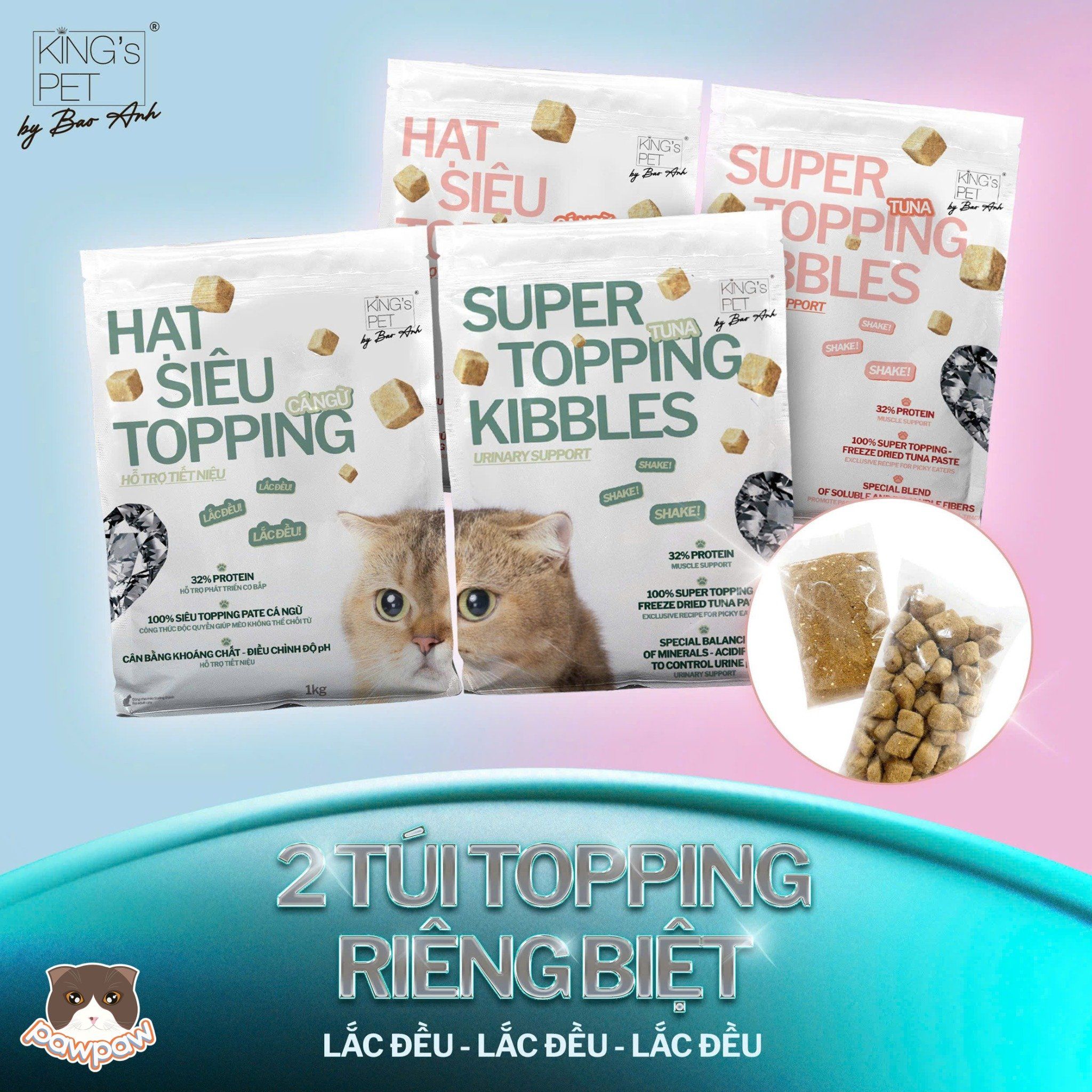  Hạt King's Pet siêu topping vị cá ngừ 1kg cho mèo 