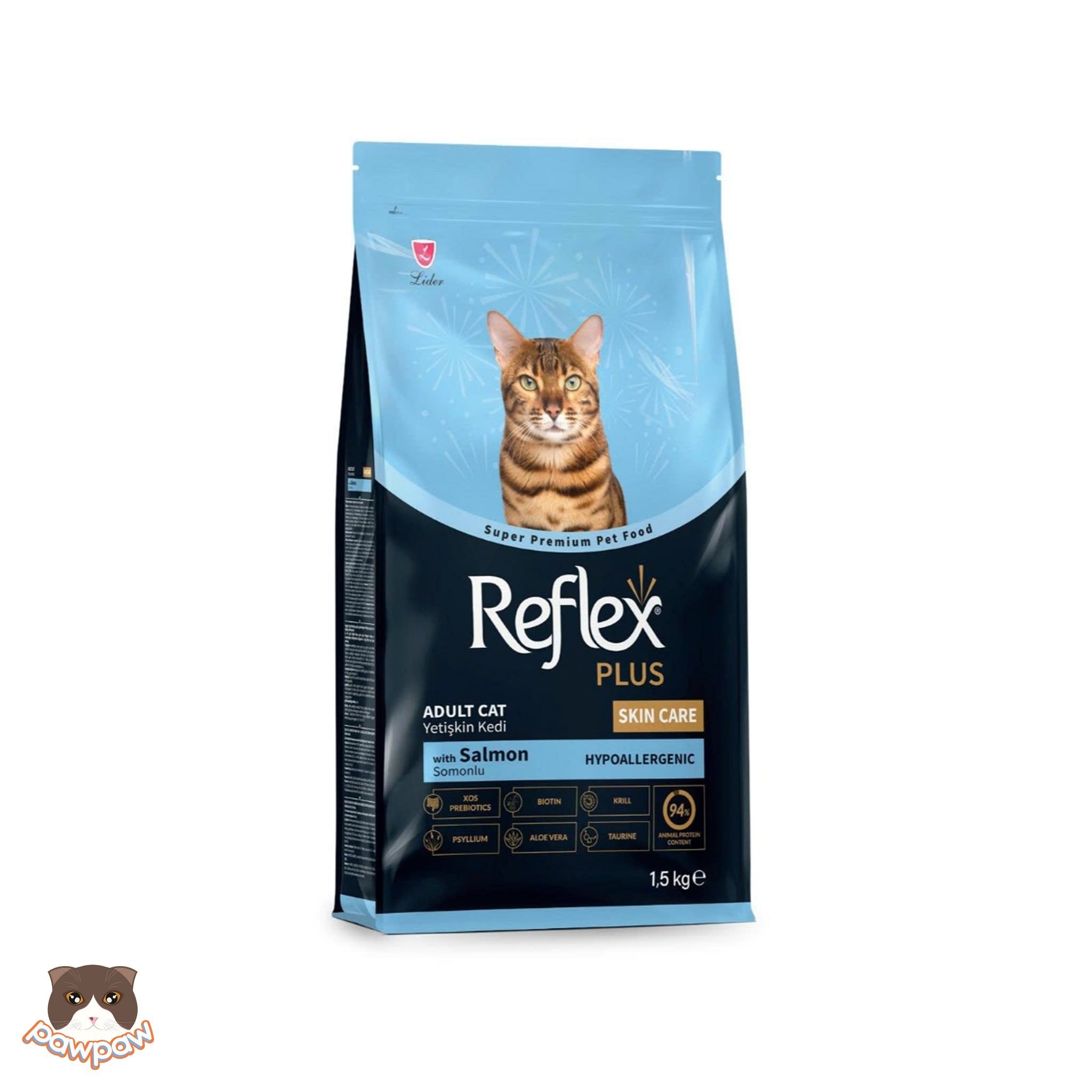  Hạt hạt hỗ trợ da lông Reflex Plus Adult Skin Care 1.5kg vị cá hồi cho mèo trưởng thành 