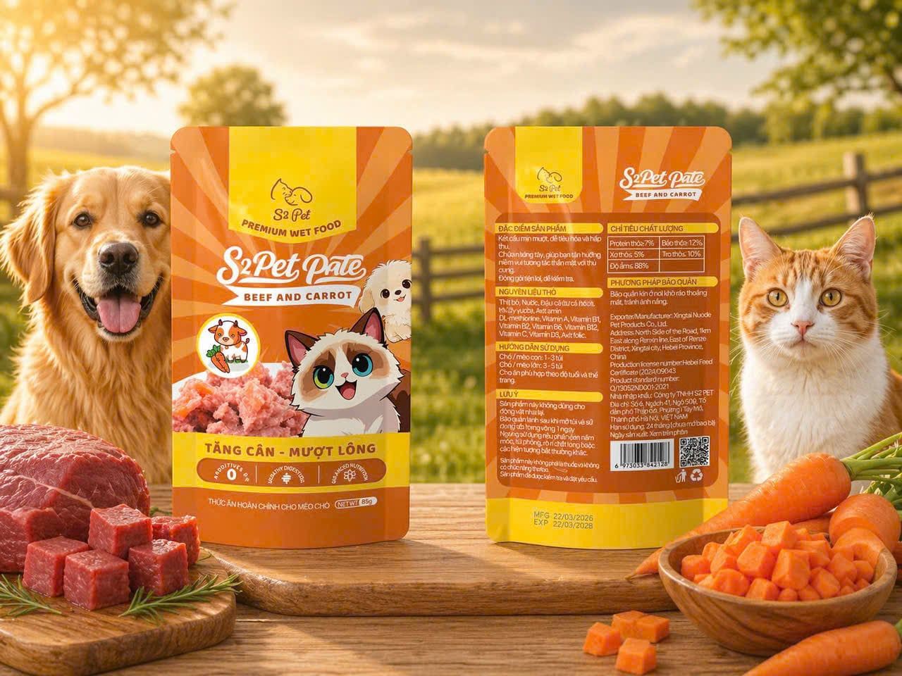  Pate S2PET cho chó mèo gói 85g 