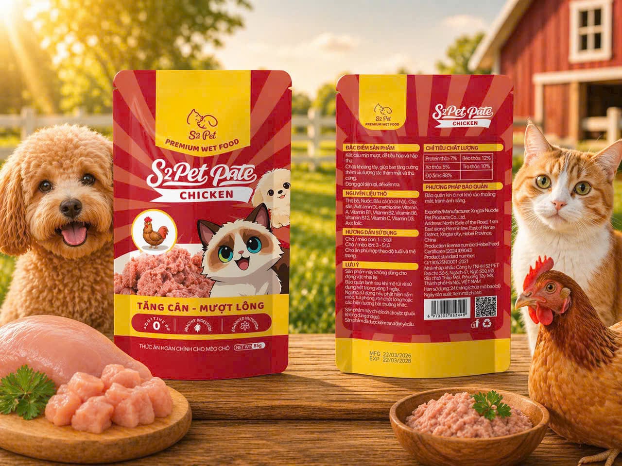  Pate S2PET cho chó mèo gói 85g 