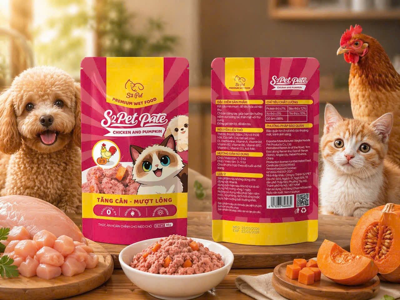  Pate S2PET cho chó mèo gói 85g 
