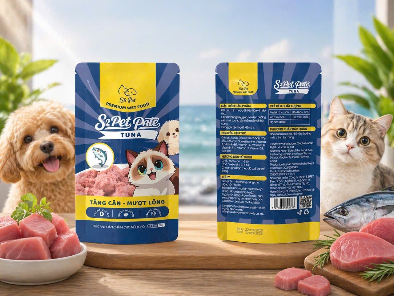  Pate S2PET cho chó mèo gói 85g 