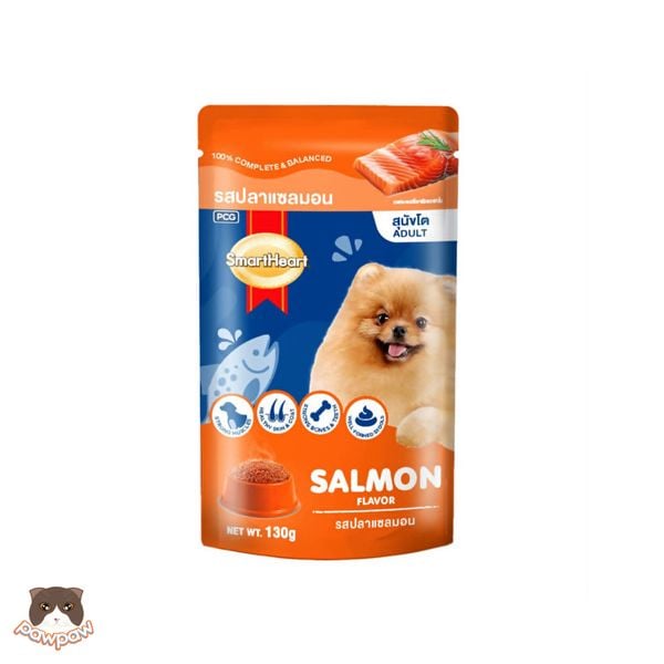  Pate Smartheart gói 130g vị cá hồi cho chó trưởng thành 
