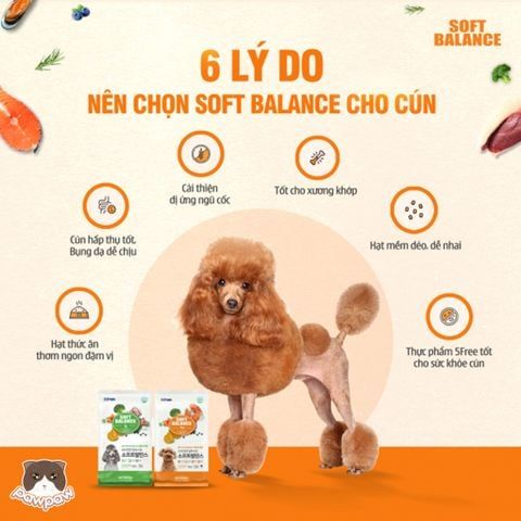  Thức ăn hạt mềm hỗn hợp hoàn chỉnh cho chó trên 2 tháng tuổi Soft Balance Joint & Intestinal ( vị vịt ) 