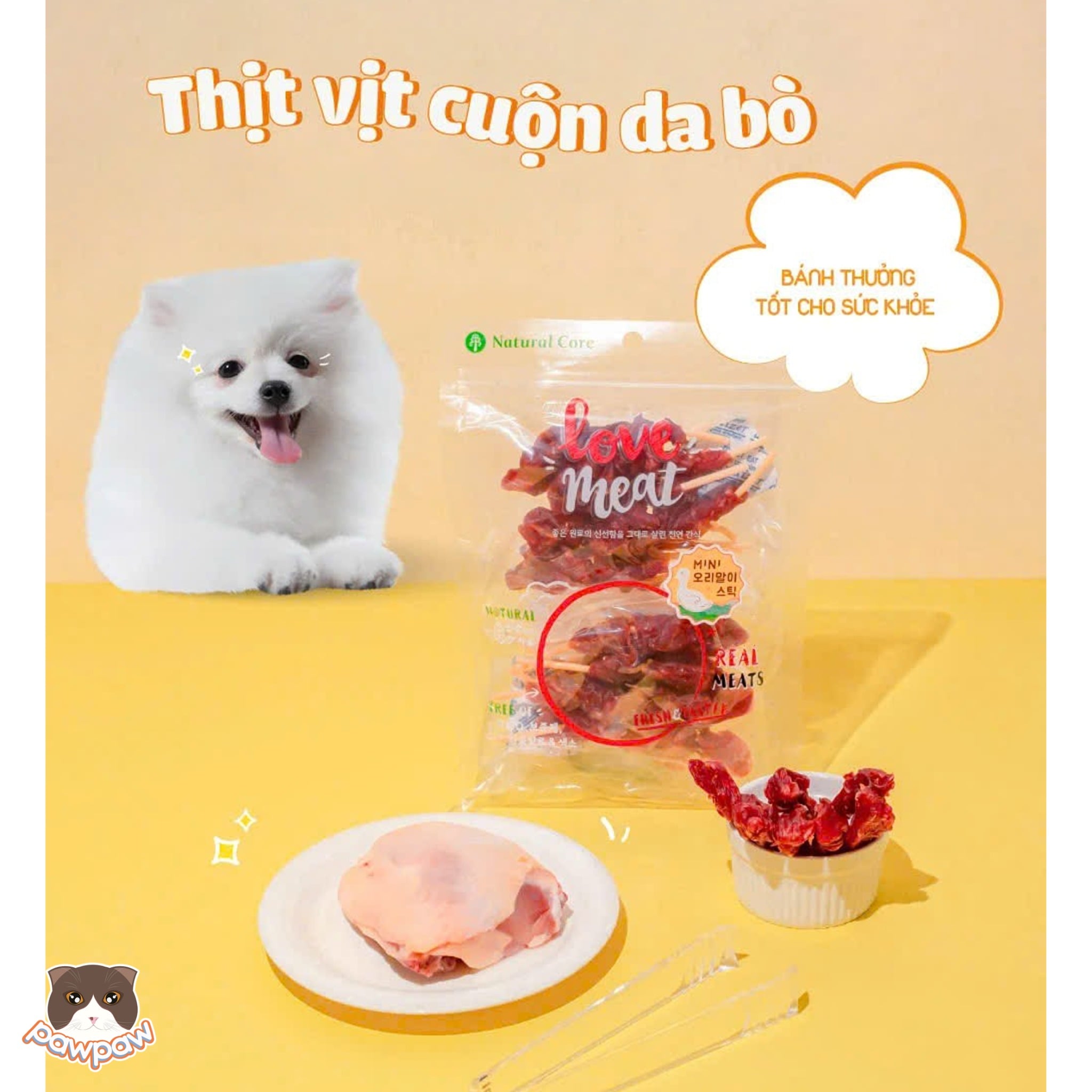  Thịt vịt cuộn da bò Natural Core 160g cho chó 