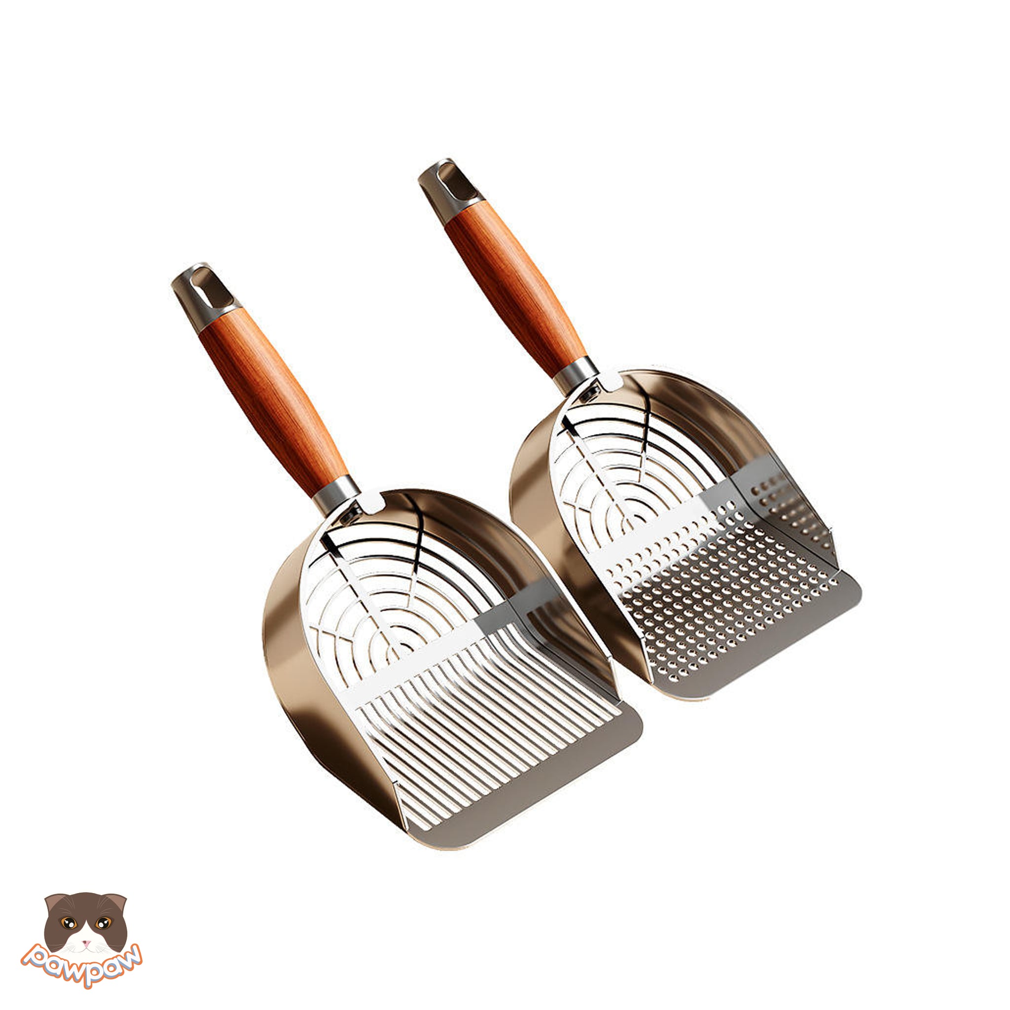  Xẻng vệ sinh inox cán gỗ cho mèo 