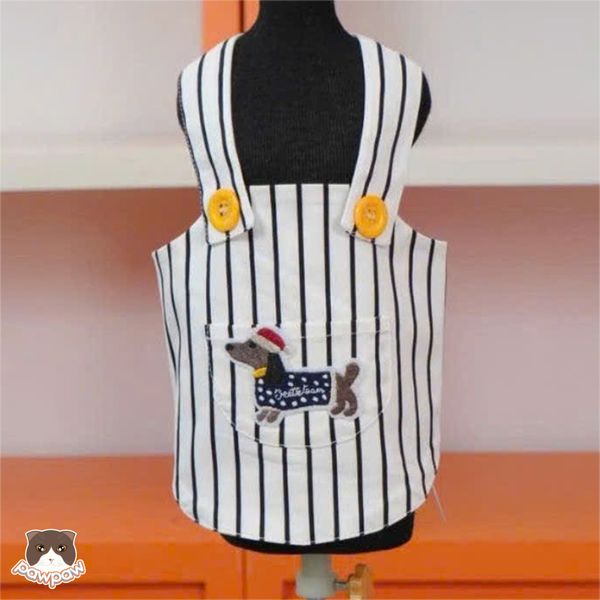  Áo yếm kate sọc trắng đen 
