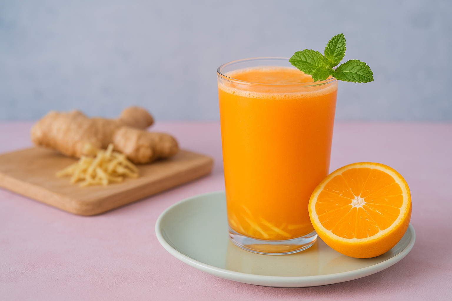  Nước Cam Tươi, Gừng, Mật Ong - Ginger & Honey Orange Juice 