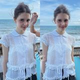  Sweet Dare Shirt – Áo sơ mi cổ tròn tơ xuyên thấu phối bèo Remmus - BST Remmus x Dove 