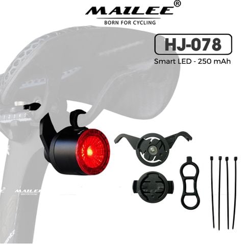 Đèn Đuôi Xe Đạp Thông Minh HJ-078 Chống Nước Cảm Biến Phanh Đi Đêm, sạc Type-C dung lượng 250mAh - Mai Lee