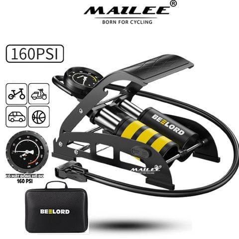 Bơm Đạp Chân 2 Nòng Xilanh 10 Bar 160 PSI J 54B Siêu Bơm Chất Lượng Cao Cho Xe Đạp, Xe Máy, Xe Ô tô, Xe Hơi Đa Năng Dễ Dàng Xếp Gọn Và Sử Dụng Tặng Kèm 3 Chốt Chân Lỗ Bơm Super Pump Mai Lee