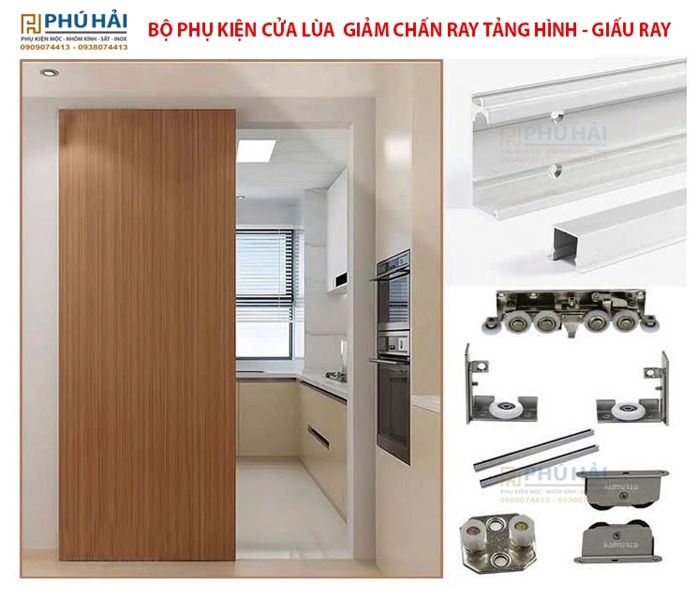  Bộ phụ kiện cửa lùa giảm chấn tàng hình 1026 (cửa 800 - 1200) 