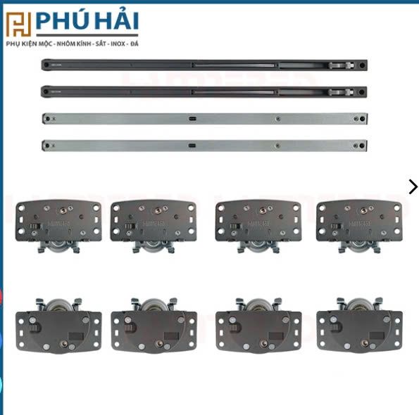  Bộ bánh xe lùa tủ áo Hamered 641 (3 cánh giảm chấn) 