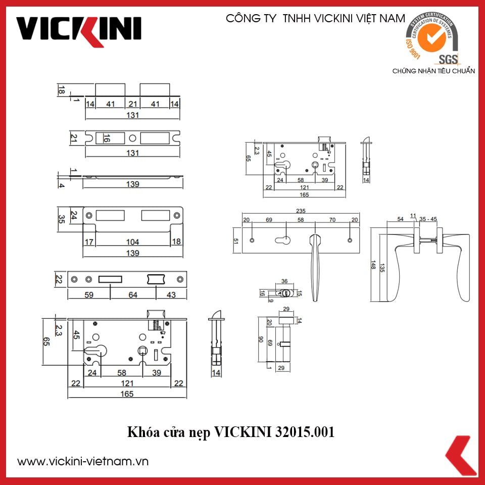  Khóa cửa nẹp VICKINI 32015.001 