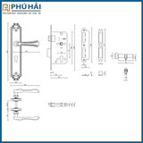  Khoá cửa nẹp Vickini 38505.101 mạ vàng K24 