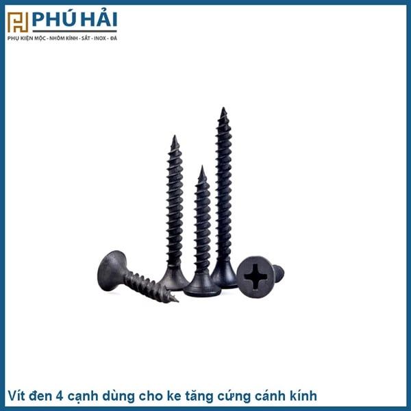  Vít ĐEN 4 cạnh dùng cho Ke tăng cứng cánh kính-Gram 