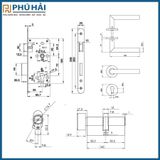  Bộ khóa tay nắm cửa đi Hafele 499.62.504 