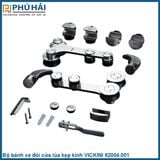  Bộ bánh xe đôi cửa lùa kẹp kính VICKINI 62004.001 phòng tắm 10*30 PSS inox bóng 