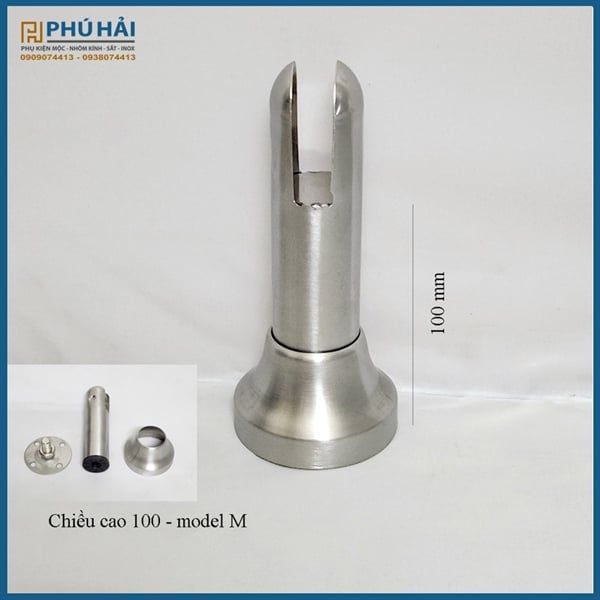  Chân đỡ tấm vách compact cao 100mm kẹp ván 12ly đầu tròn đặc 