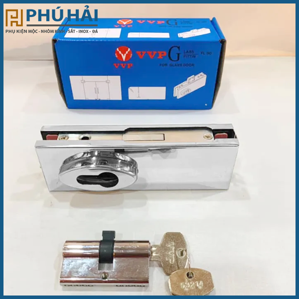  Khoá sàn 2 đầu chìa VVP thái xịn màu inox 