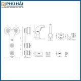  Bộ bánh xe đôi cửa lùa kẹp kính VICKINI 62004.001 phòng tắm 10*30 PSS inox bóng 