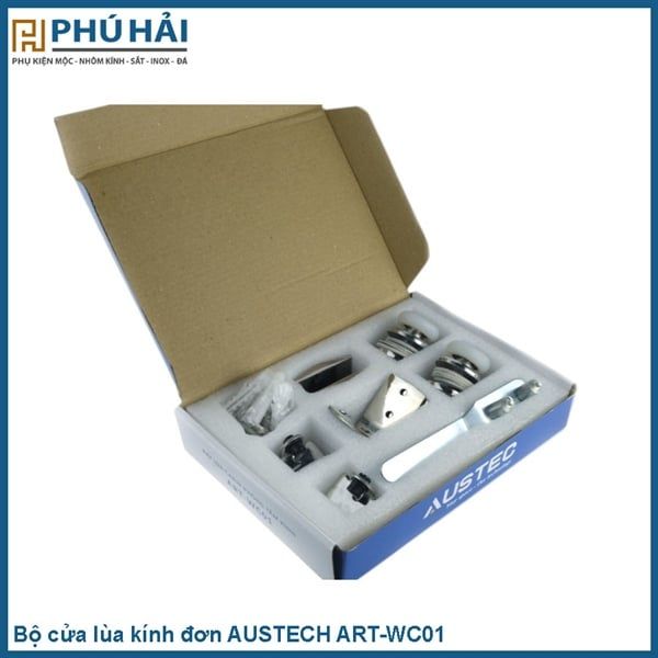  Bộ cửa lùa kính đơn AUSTECH ART-WC01 SSS inox bóng 