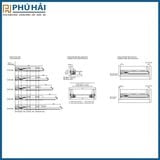  Thanh ray trượt 3 tầng giảm chấn VICKINI 02183 ZNP 