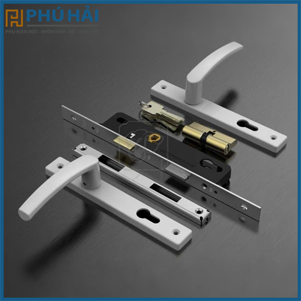  Khóa đơn điểm HUY HOÀNG tay vuông TRẮNG tim thau AP82K22 LXD mở trong 