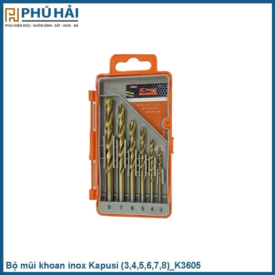 Bộ mũi khoan inox 6PC Kapusi (3,4,5,6,7,8)_K3605_2B/H 