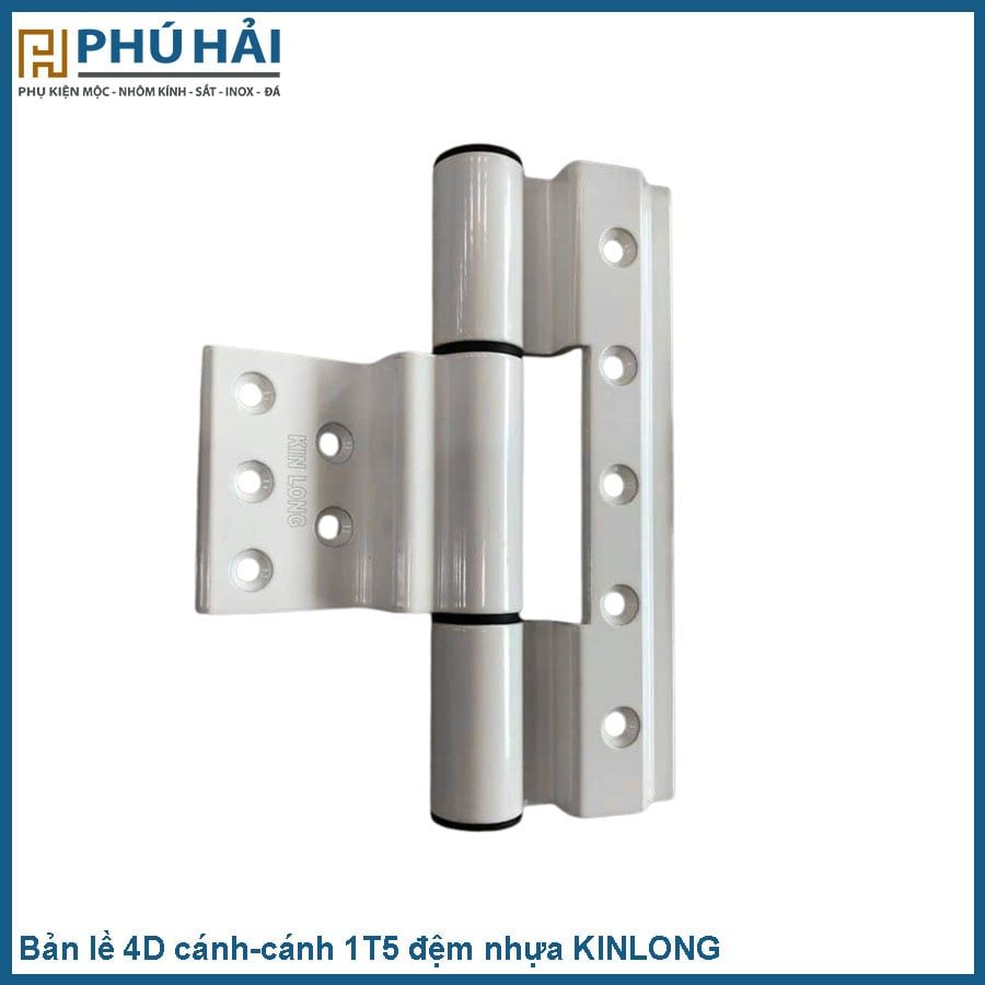  Bản lề 4D cánh-cánh 1T5 trắng đệm nhựa KINLONG 