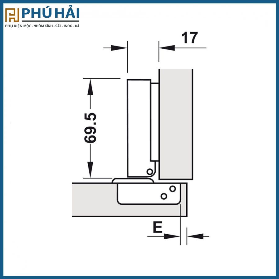  Bản lề HAFELE giảm chấn 95 độ cho gộ dày từ 18-32 phân 315.08.850 