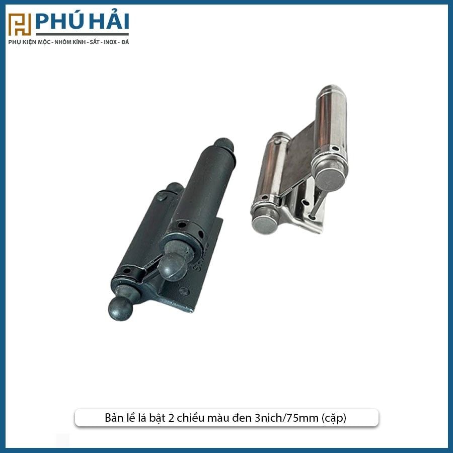  Bản lề lá bật 2 chiều màu đen 3nich/75mm (cặp) 