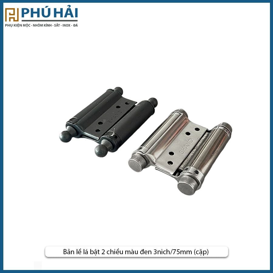  Bản lề lá bật 2 chiều màu đen 3nich/75mm (cặp) 