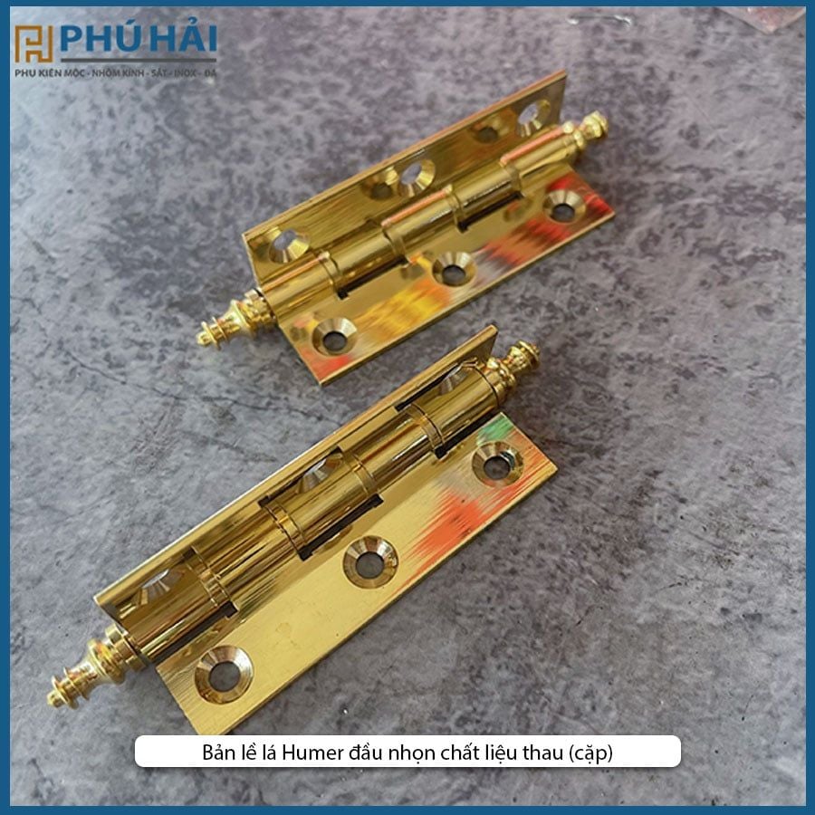  Bản lề lá Humer đầu nhọn chất liệu thau (cặp) 
