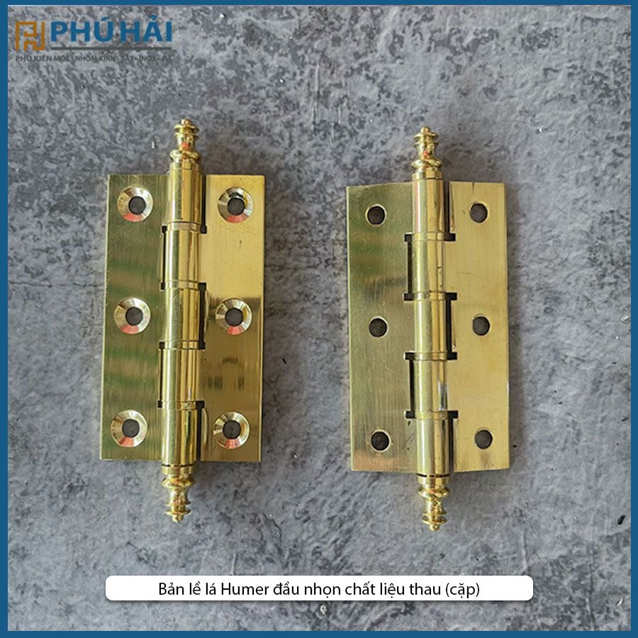  Bản lề lá Humer đầu nhọn chất liệu thau (cặp) 