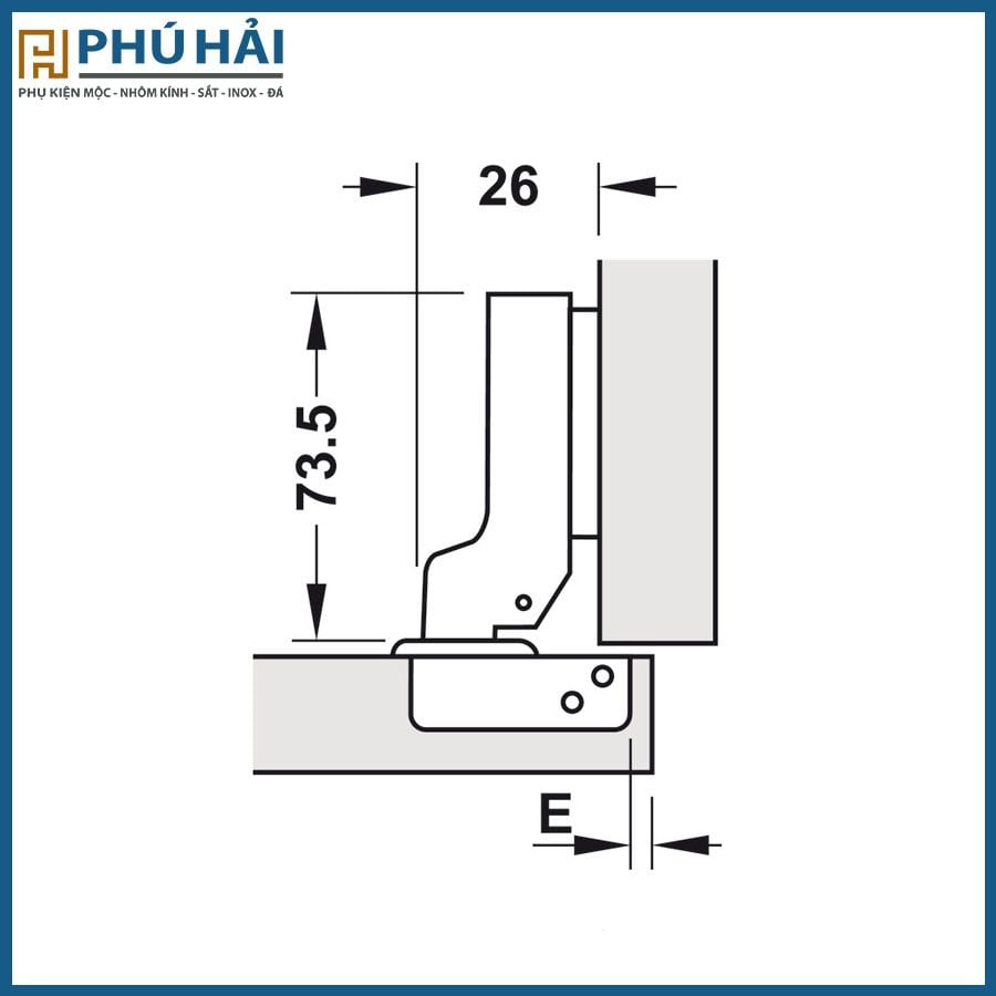  Bản lề Metalla giảm chấn trùm nữa Hafele 493.03.024 