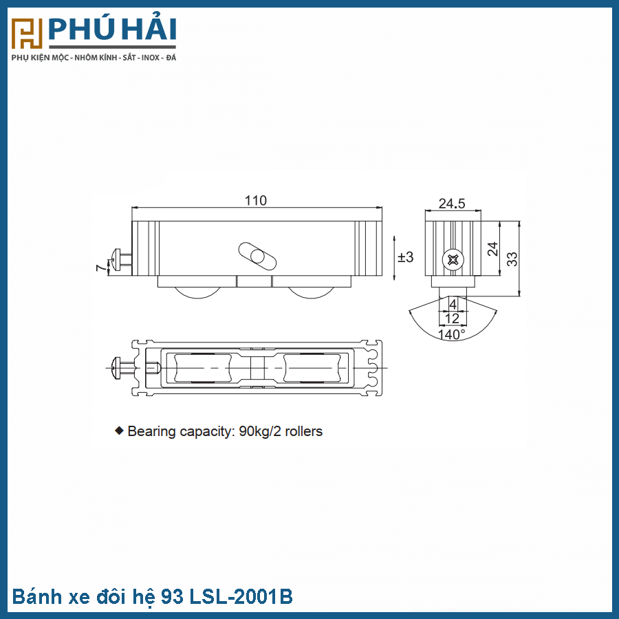  Bánh xe đôi hệ 93 LSL-2001B KINLONG chính hãng 