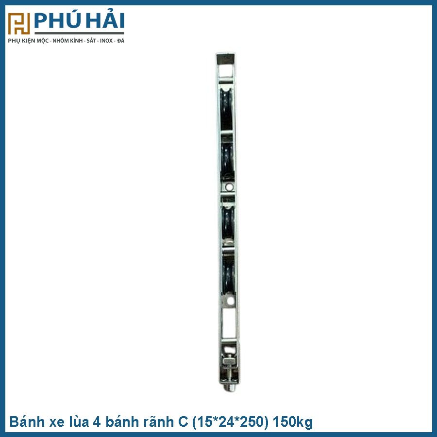  Bánh xe lùa 4 bánh rãnh C- Đen (15*24*250) 150kg (10C/B) 