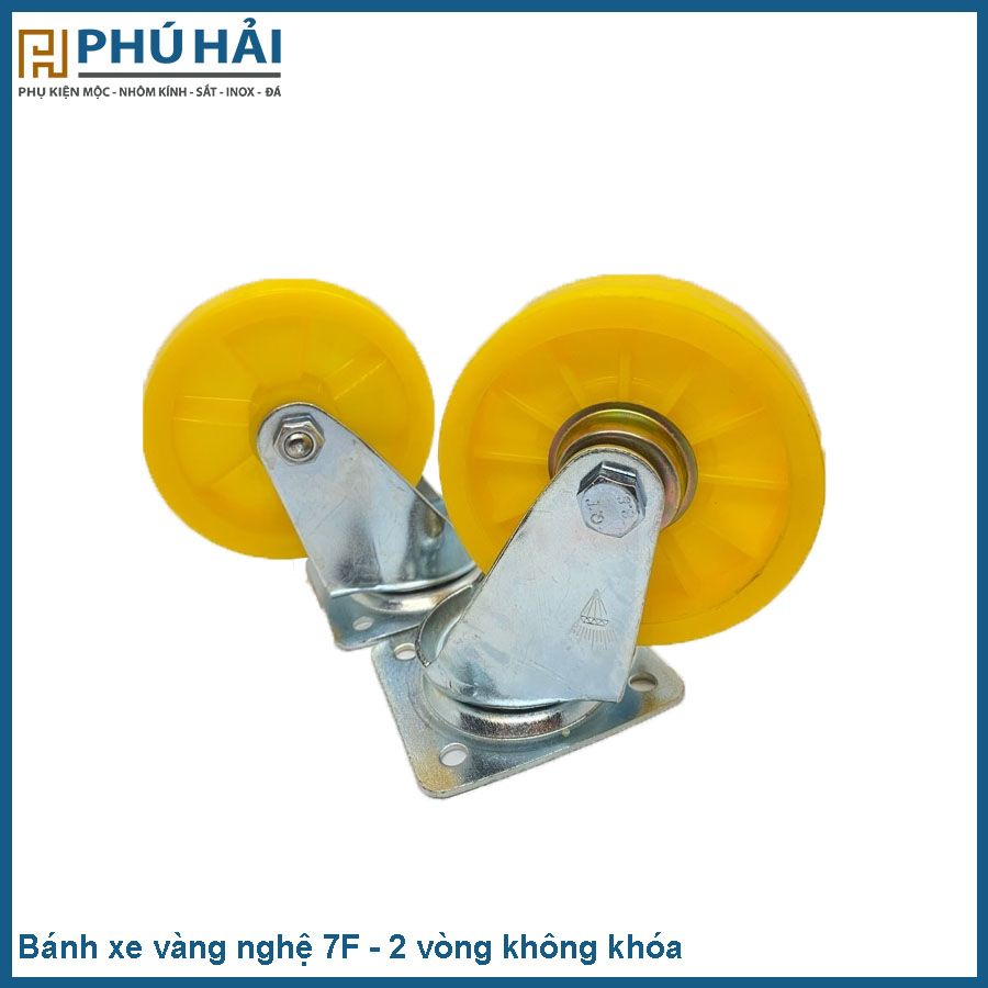  Bánh xe vàng nghệ 7F - 2 vòng không khóa(10B/B) 