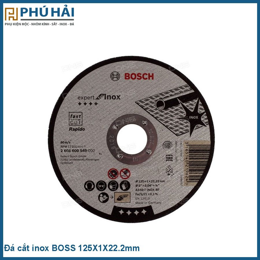  Đá cắt inox BOSS Ct 125X1X22.2mm 