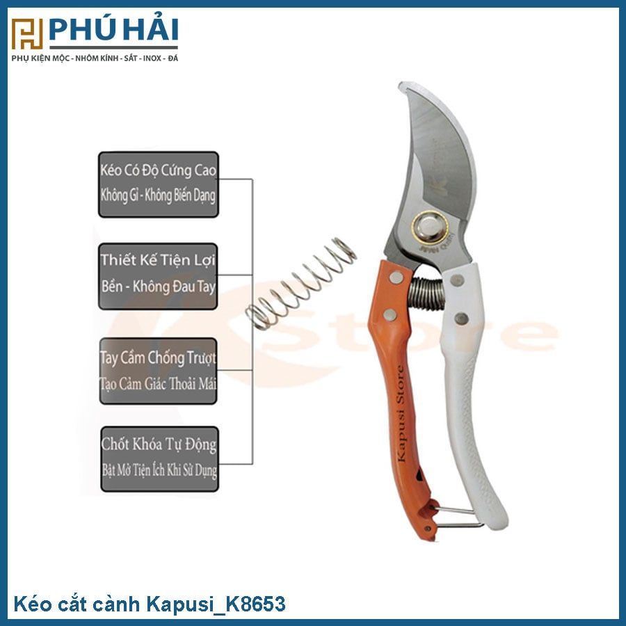  Kéo cắt cành KPS(TRẮNG-CAM) 72C/T _K8653 